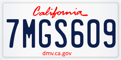 CA license plate 7MGS609