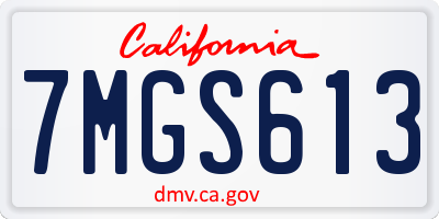 CA license plate 7MGS613