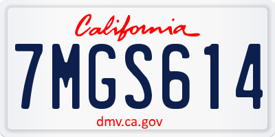 CA license plate 7MGS614