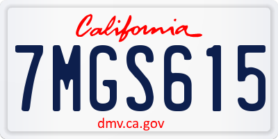 CA license plate 7MGS615