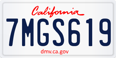 CA license plate 7MGS619