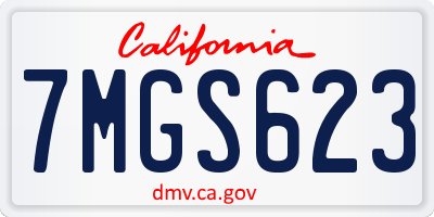 CA license plate 7MGS623