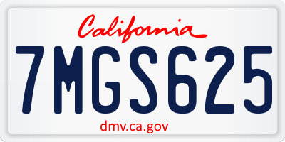 CA license plate 7MGS625