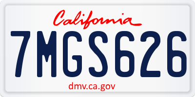 CA license plate 7MGS626