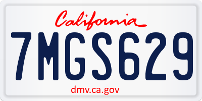 CA license plate 7MGS629