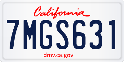 CA license plate 7MGS631