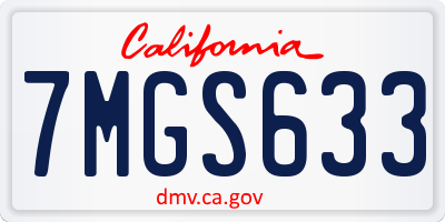 CA license plate 7MGS633