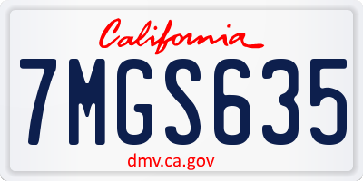 CA license plate 7MGS635