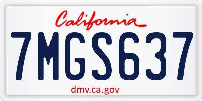 CA license plate 7MGS637