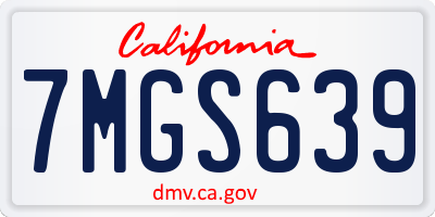 CA license plate 7MGS639