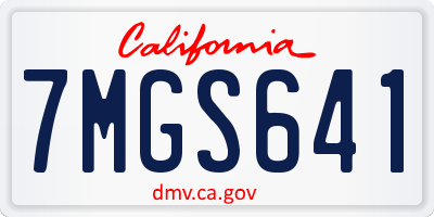 CA license plate 7MGS641