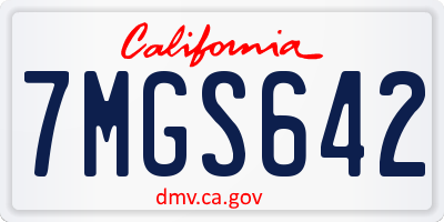 CA license plate 7MGS642