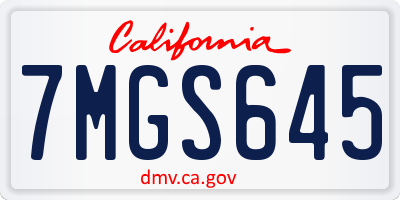 CA license plate 7MGS645