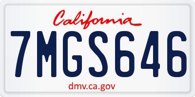 CA license plate 7MGS646