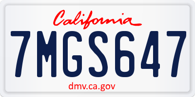 CA license plate 7MGS647