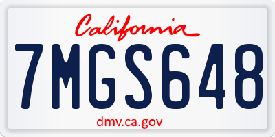 CA license plate 7MGS648