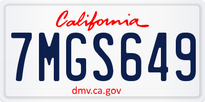 CA license plate 7MGS649