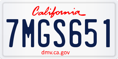 CA license plate 7MGS651