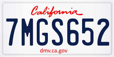 CA license plate 7MGS652