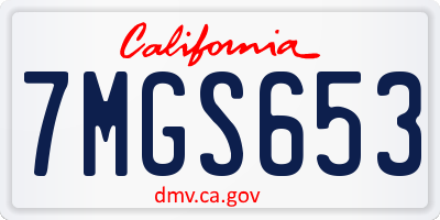 CA license plate 7MGS653