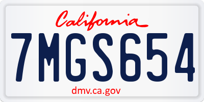 CA license plate 7MGS654