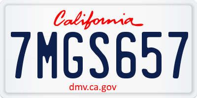 CA license plate 7MGS657