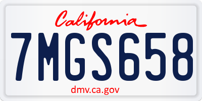 CA license plate 7MGS658