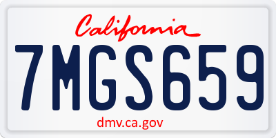 CA license plate 7MGS659