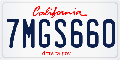 CA license plate 7MGS660