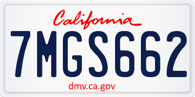 CA license plate 7MGS662