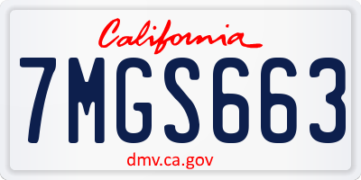 CA license plate 7MGS663