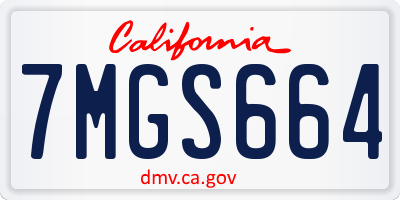 CA license plate 7MGS664