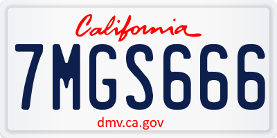 CA license plate 7MGS666