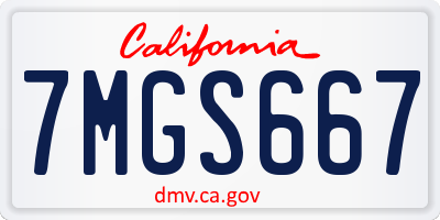 CA license plate 7MGS667