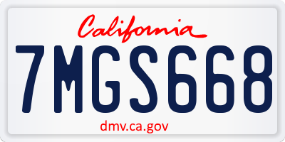 CA license plate 7MGS668