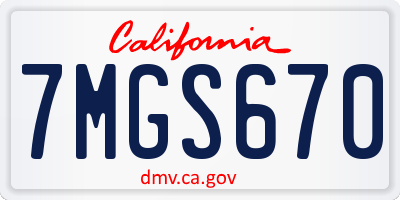 CA license plate 7MGS670