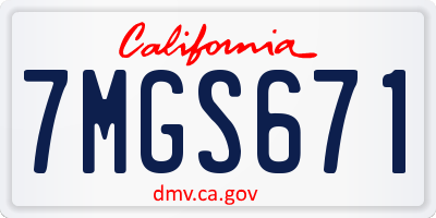CA license plate 7MGS671