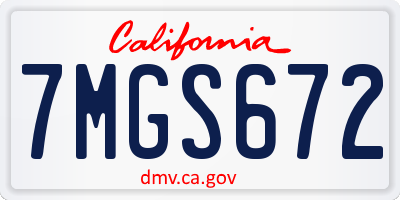 CA license plate 7MGS672