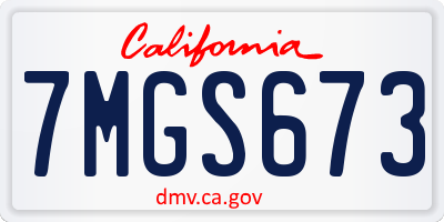 CA license plate 7MGS673