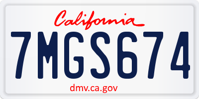 CA license plate 7MGS674