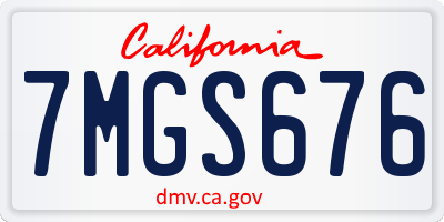 CA license plate 7MGS676