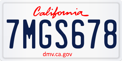 CA license plate 7MGS678