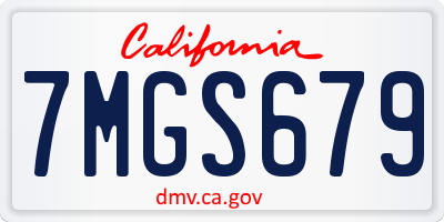 CA license plate 7MGS679