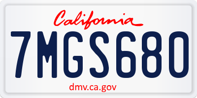 CA license plate 7MGS680