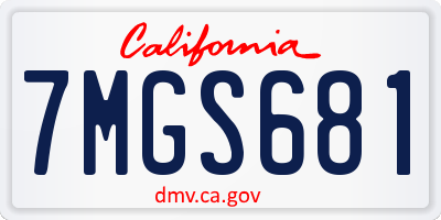 CA license plate 7MGS681