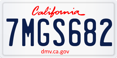 CA license plate 7MGS682