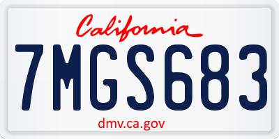 CA license plate 7MGS683