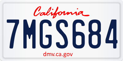CA license plate 7MGS684