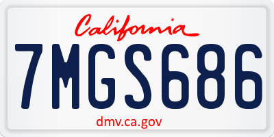 CA license plate 7MGS686