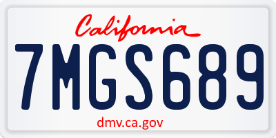 CA license plate 7MGS689